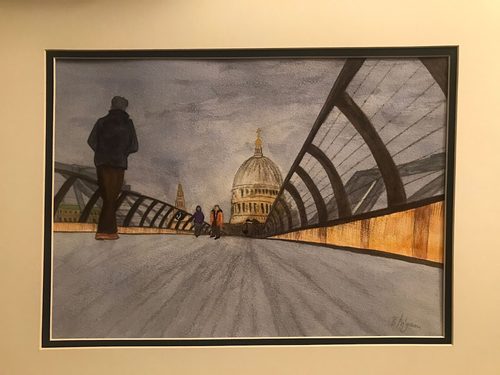 Brenda, Night Scene, London, watercolour.